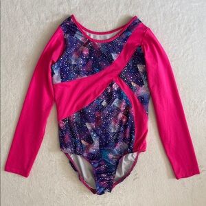 Danskin Now | Galaxy Print Gymnastics Dance Long Sleeve Leotard (L 10/12)